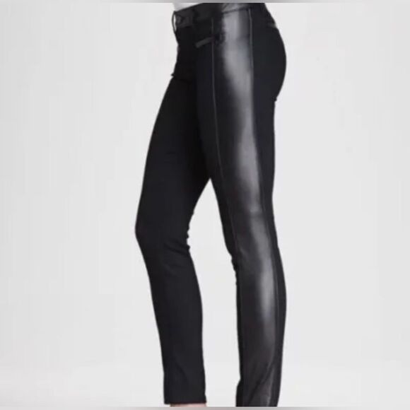 Tory Burch Black Leather Denim Pants (26) - Picture 5 of 12